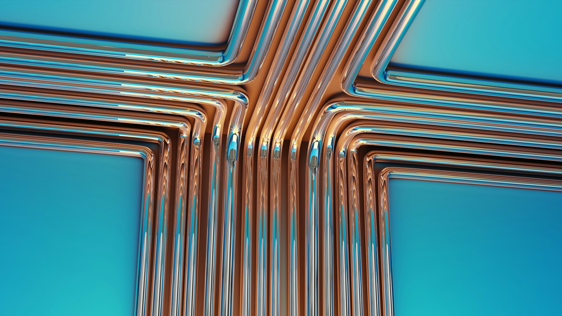 Copper pipework bending in parallel lines